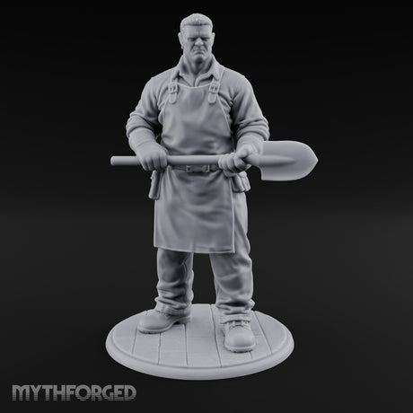 Shovel Gripping Human Gravedigger Miniature for Dungeons and Dragons, Pathfinder or other TTRPGs