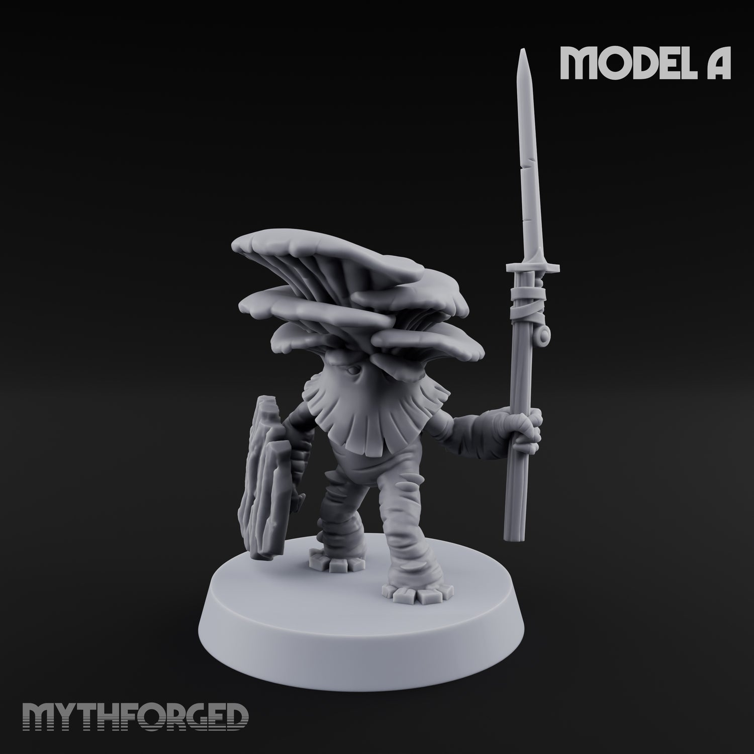 Spore Spearing Mushroom Warriors Miniature for Dungeons and Dragons, Pathfinder or other TTRPGs