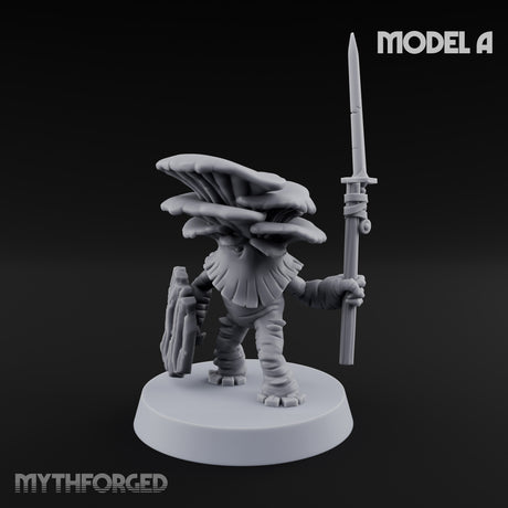 Spore Spearing Mushroom Warriors Miniature for Dungeons and Dragons, Pathfinder or other TTRPGs