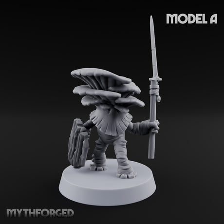 Spore Spearing Mushroom Warrior A Miniature for Dungeons and Dragons, Pathfinder or other TTRPGs