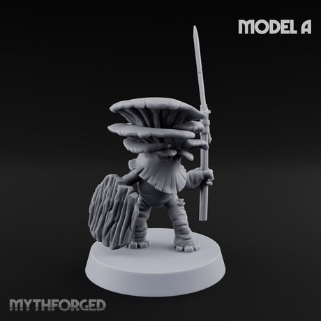 Spore Spearing Mushroom Warrior A Miniature for Dungeons and Dragons, Pathfinder or other TTRPGs