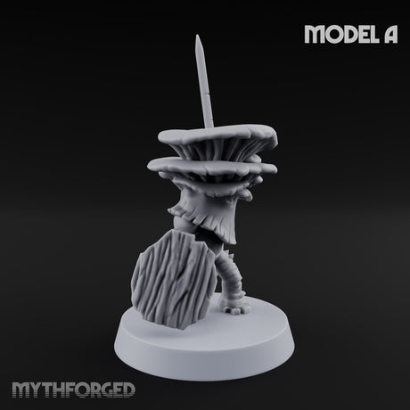 Spore Spearing Mushroom Warriors Miniature for Dungeons and Dragons, Pathfinder or other TTRPGs