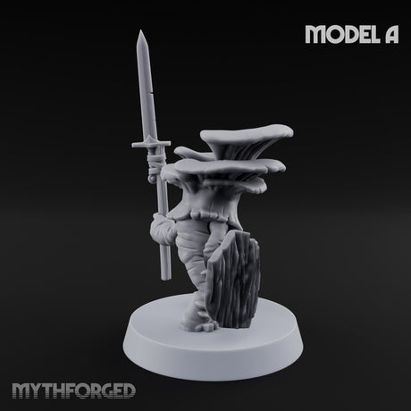 Spore Spearing Mushroom Warrior A Miniature for Dungeons and Dragons, Pathfinder or other TTRPGs