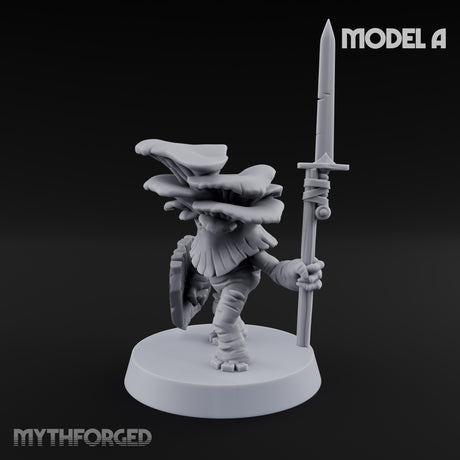 Spore Spearing Mushroom Warrior A Miniature for Dungeons and Dragons, Pathfinder or other TTRPGs