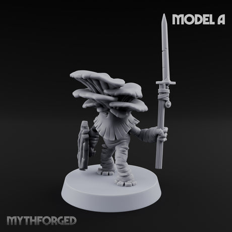 Spore Spearing Mushroom Warrior A Miniature for Dungeons and Dragons, Pathfinder or other TTRPGs
