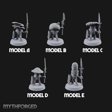 Spore Spearing Mushroom Warriors Miniature for Dungeons and Dragons, Pathfinder or other TTRPGs