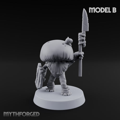 Spore Spearing Mushroom Warriors Miniature for Dungeons and Dragons, Pathfinder or other TTRPGs