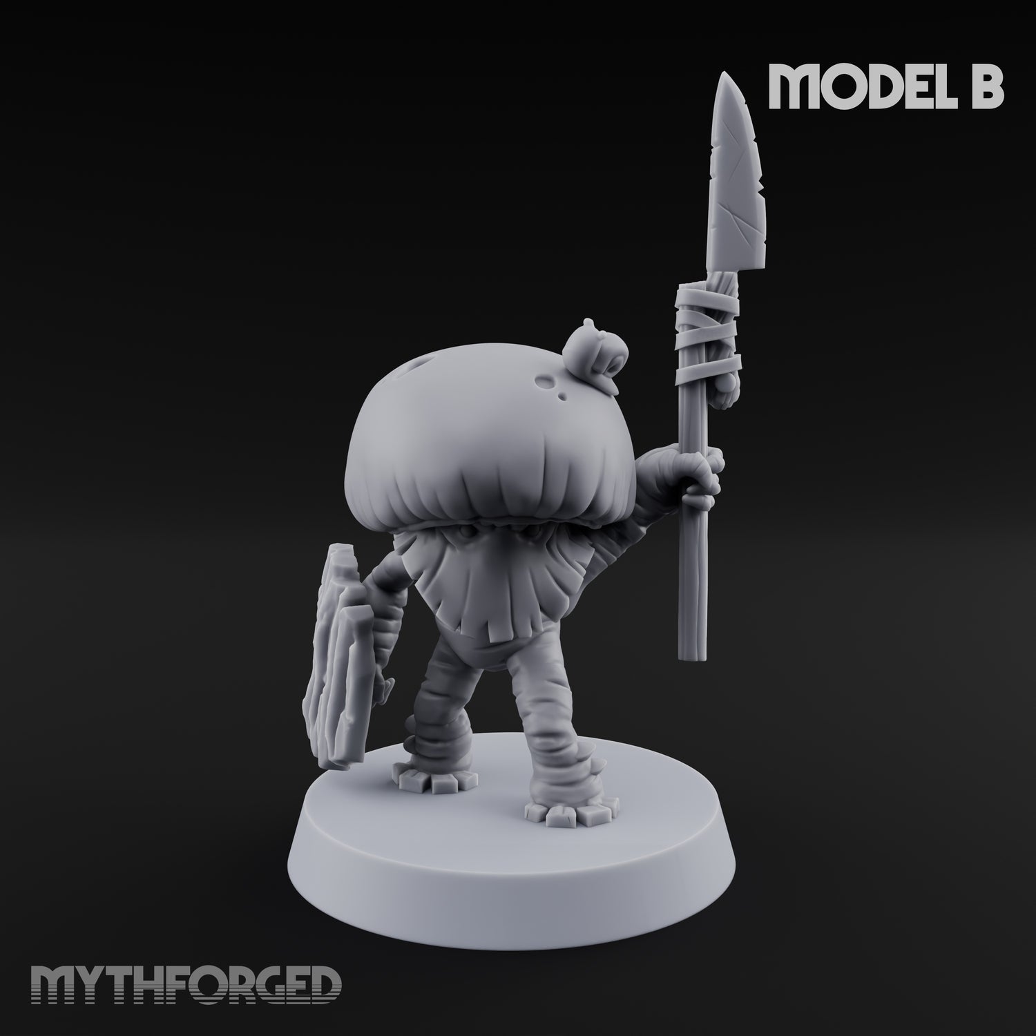 Spore Spearing Mushroom Warrior B Miniature for Dungeons and Dragons, Pathfinder or other TTRPGs