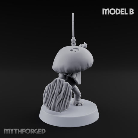 Spore Spearing Mushroom Warriors Miniature for Dungeons and Dragons, Pathfinder or other TTRPGs