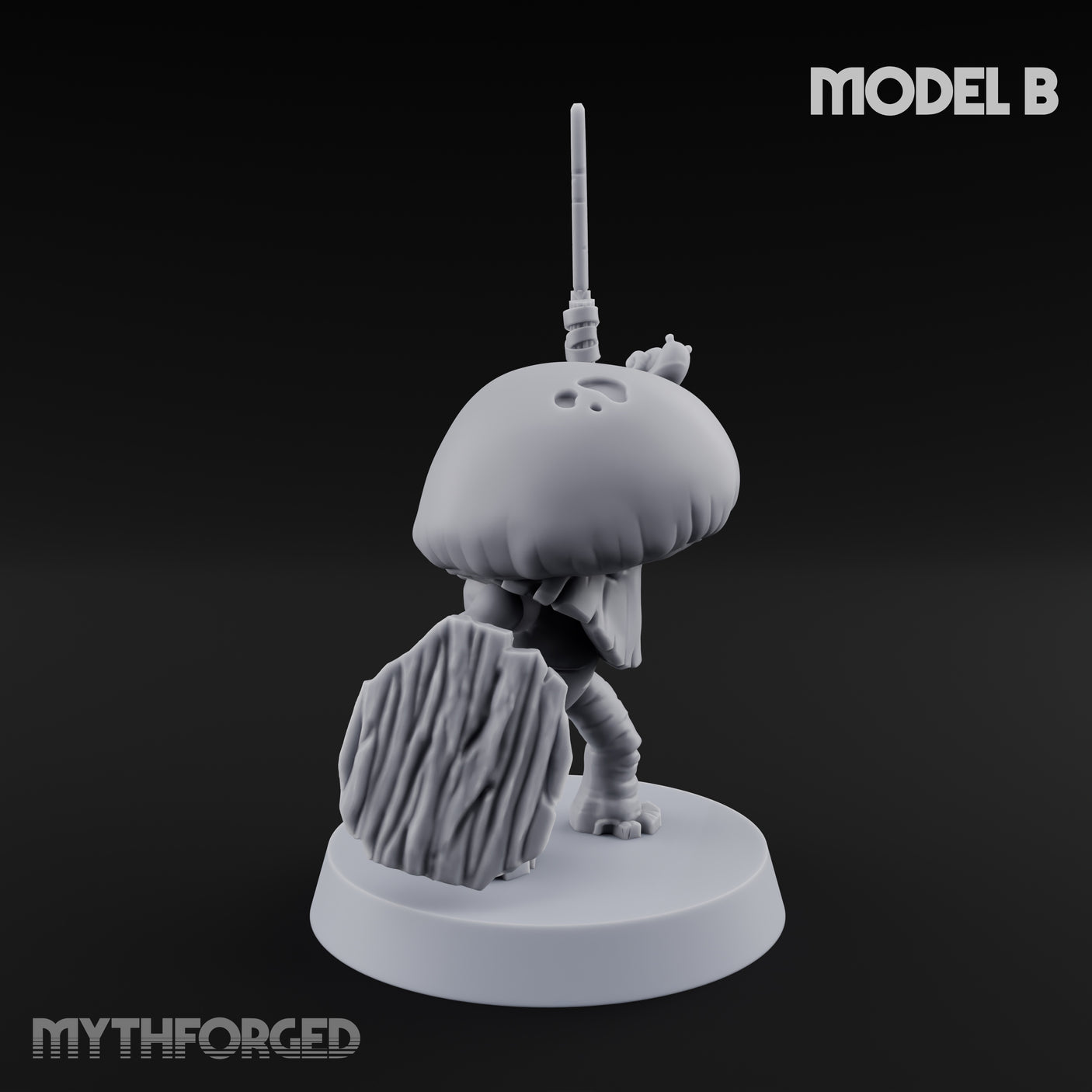 Spore Spearing Mushroom Warrior B Miniature for Dungeons and Dragons, Pathfinder or other TTRPGs