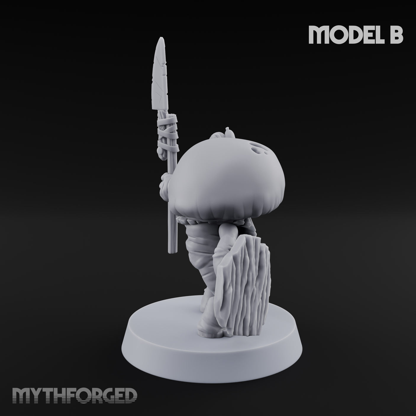 Spore Spearing Mushroom Warrior B Miniature for Dungeons and Dragons, Pathfinder or other TTRPGs