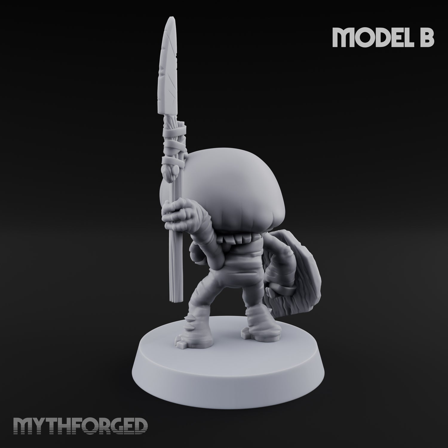 Spore Spearing Mushroom Warrior B Miniature for Dungeons and Dragons, Pathfinder or other TTRPGs