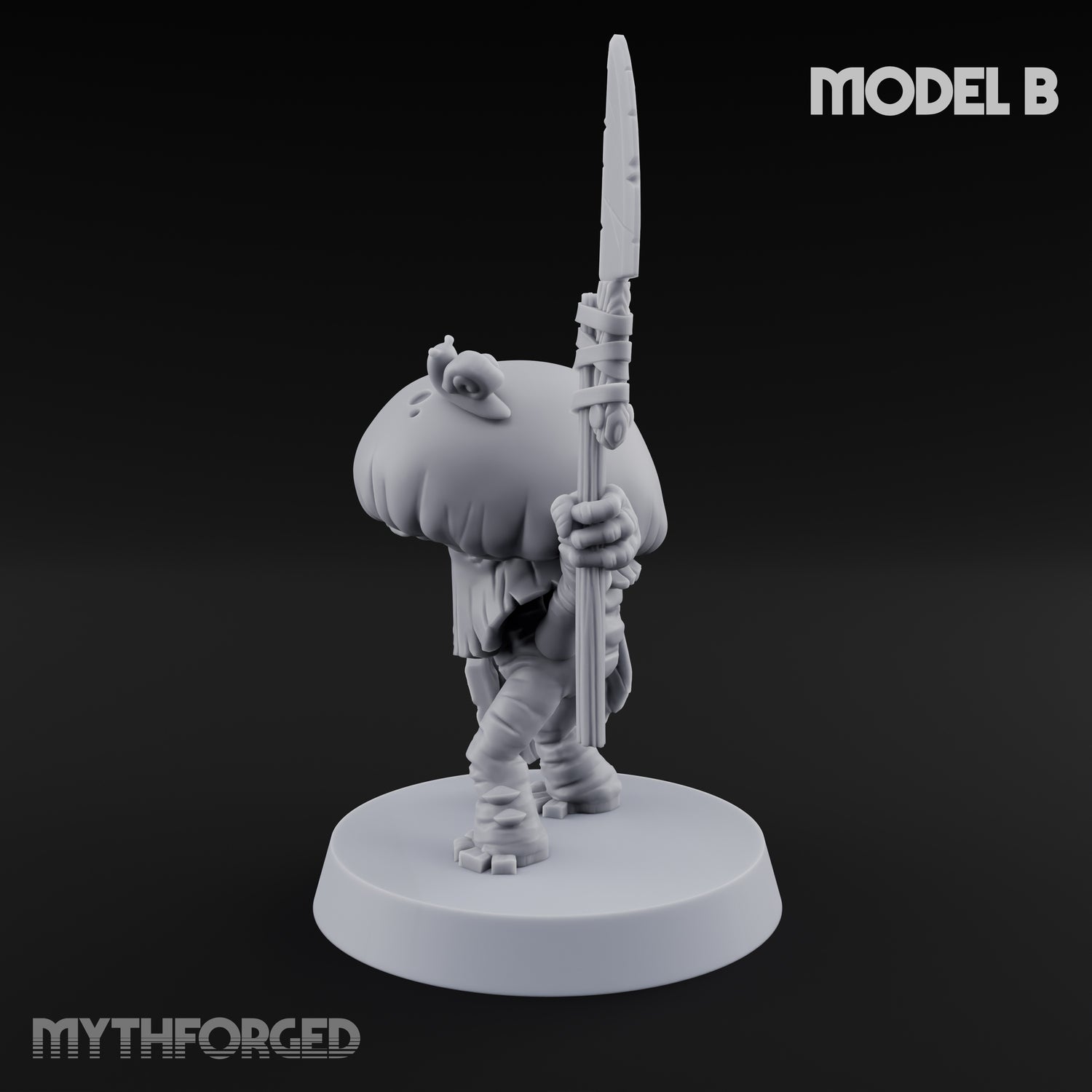 Spore Spearing Mushroom Warrior B Miniature for Dungeons and Dragons, Pathfinder or other TTRPGs