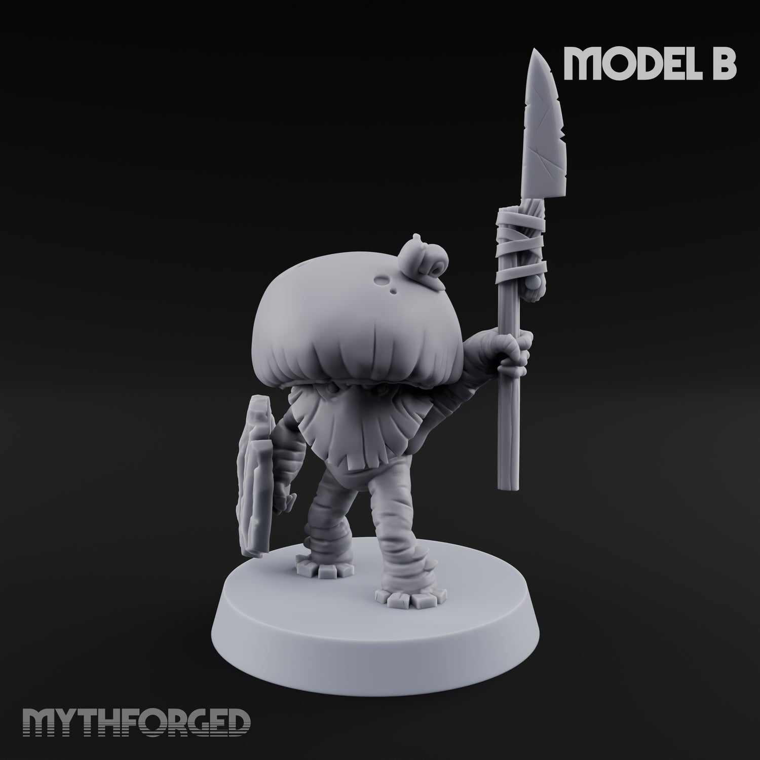 Spore Spearing Mushroom Warrior B Miniature for Dungeons and Dragons, Pathfinder or other TTRPGs