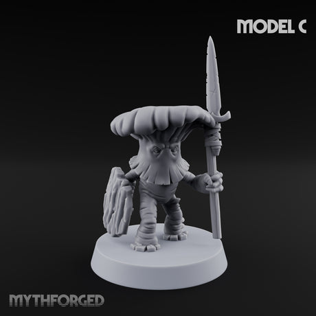 Spore Spearing Mushroom Warrior C Miniature for Dungeons and Dragons, Pathfinder or other TTRPGs