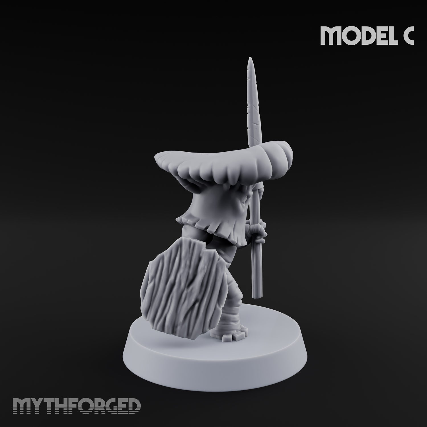 Spore Spearing Mushroom Warriors Miniature for Dungeons and Dragons, Pathfinder or other TTRPGs