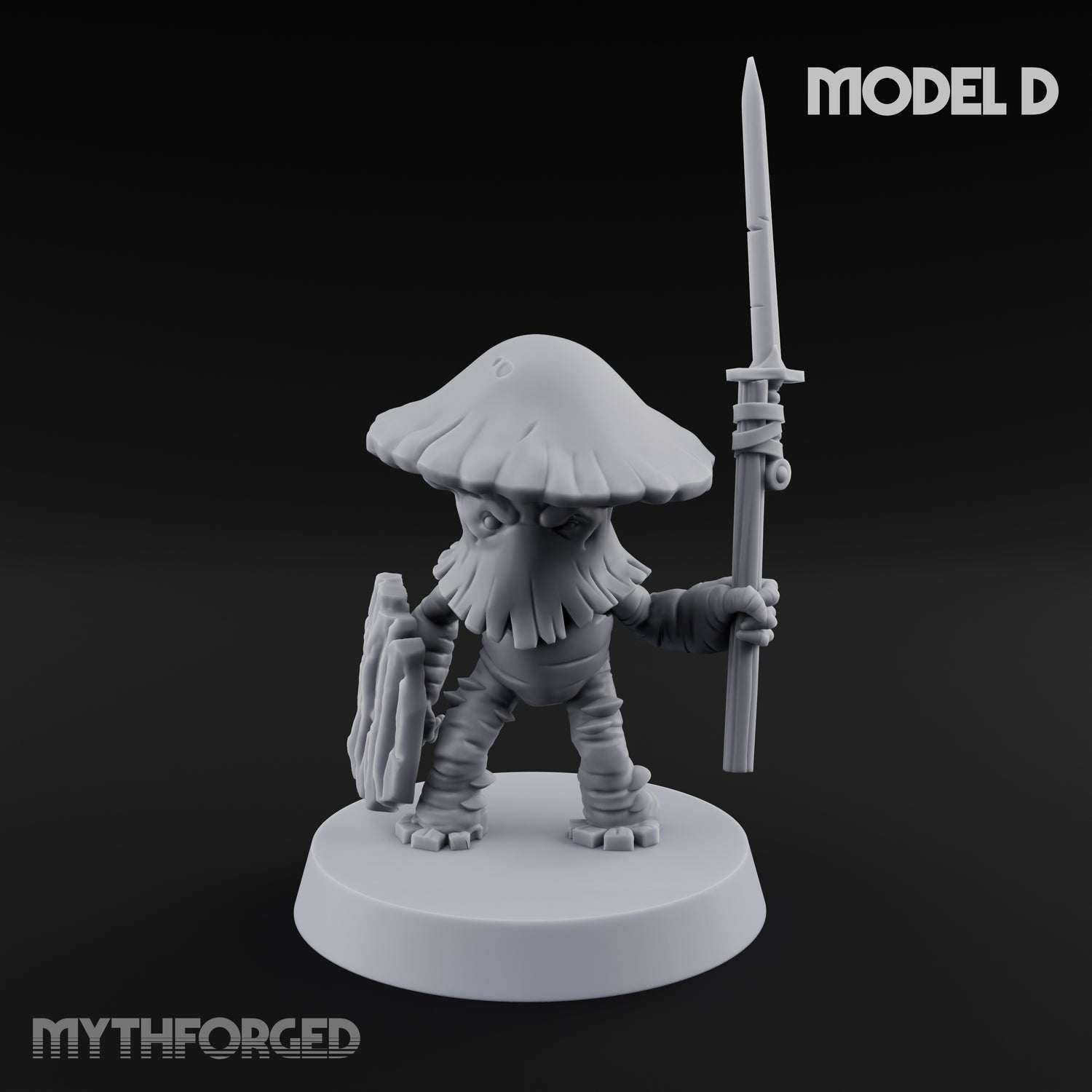 Spore Spearing Mushroom Warriors Miniature for Dungeons and Dragons, Pathfinder or other TTRPGs