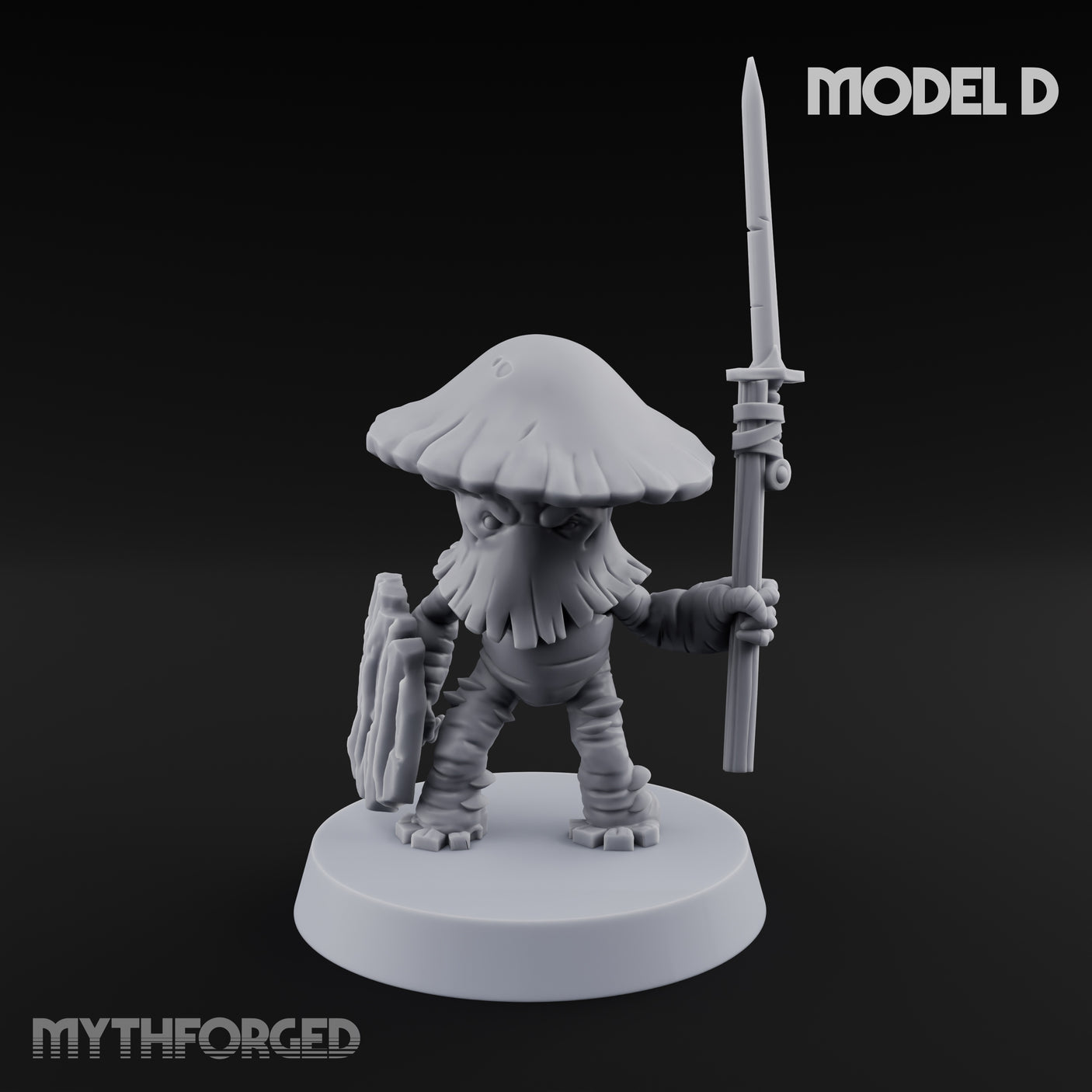 Spore Spearing Mushroom Warrior D Miniature for Dungeons and Dragons, Pathfinder or other TTRPGs