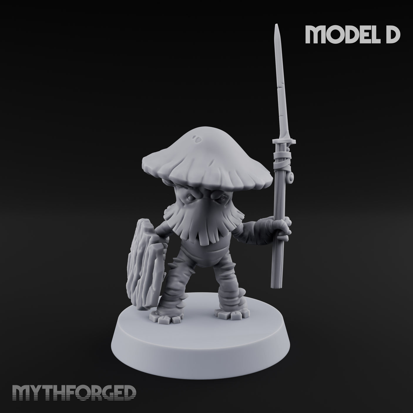 Spore Spearing Mushroom Warrior D Miniature for Dungeons and Dragons, Pathfinder or other TTRPGs