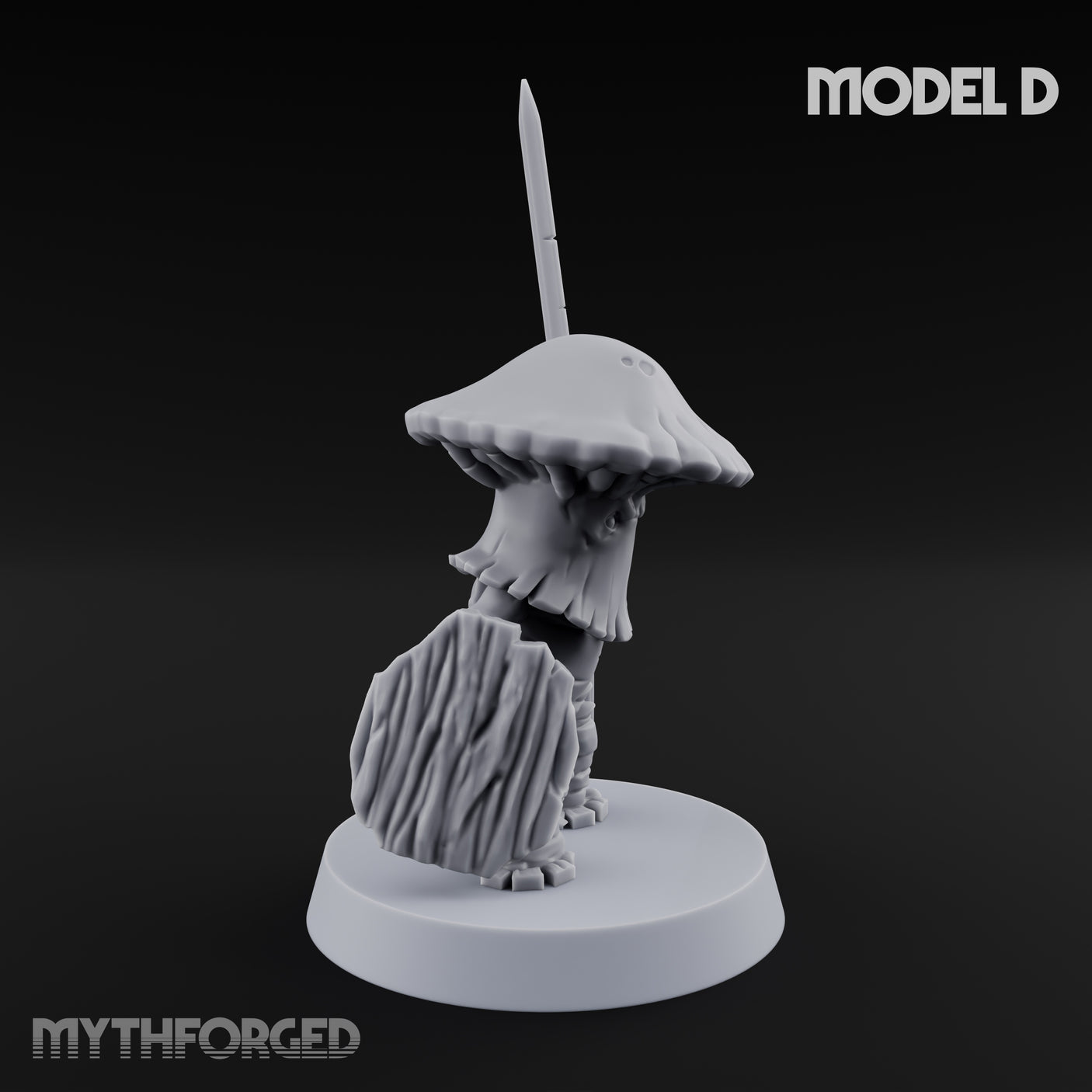 Spore Spearing Mushroom Warrior D Miniature for Dungeons and Dragons, Pathfinder or other TTRPGs