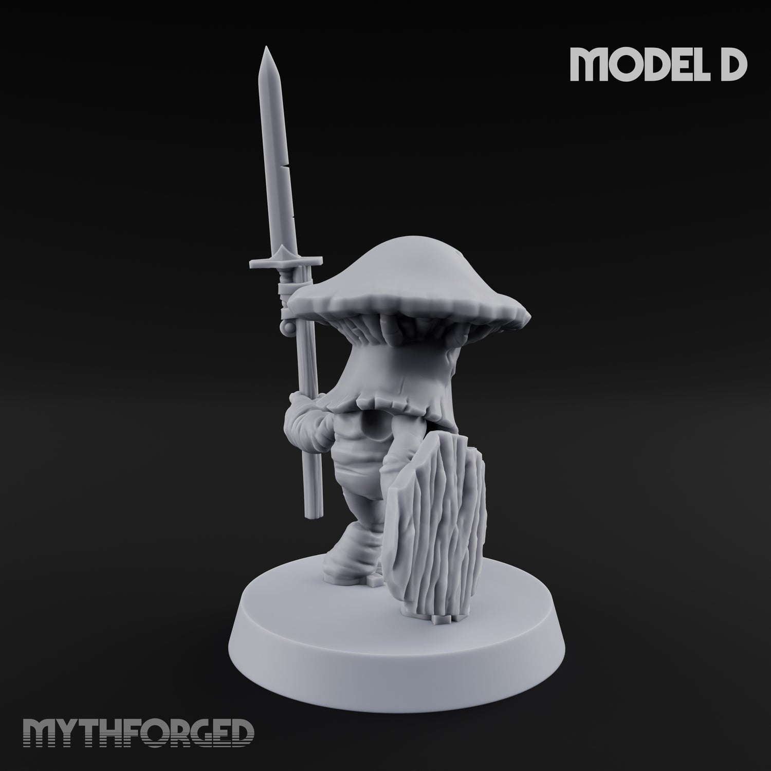 Spore Spearing Mushroom Warrior D Miniature for Dungeons and Dragons, Pathfinder or other TTRPGs