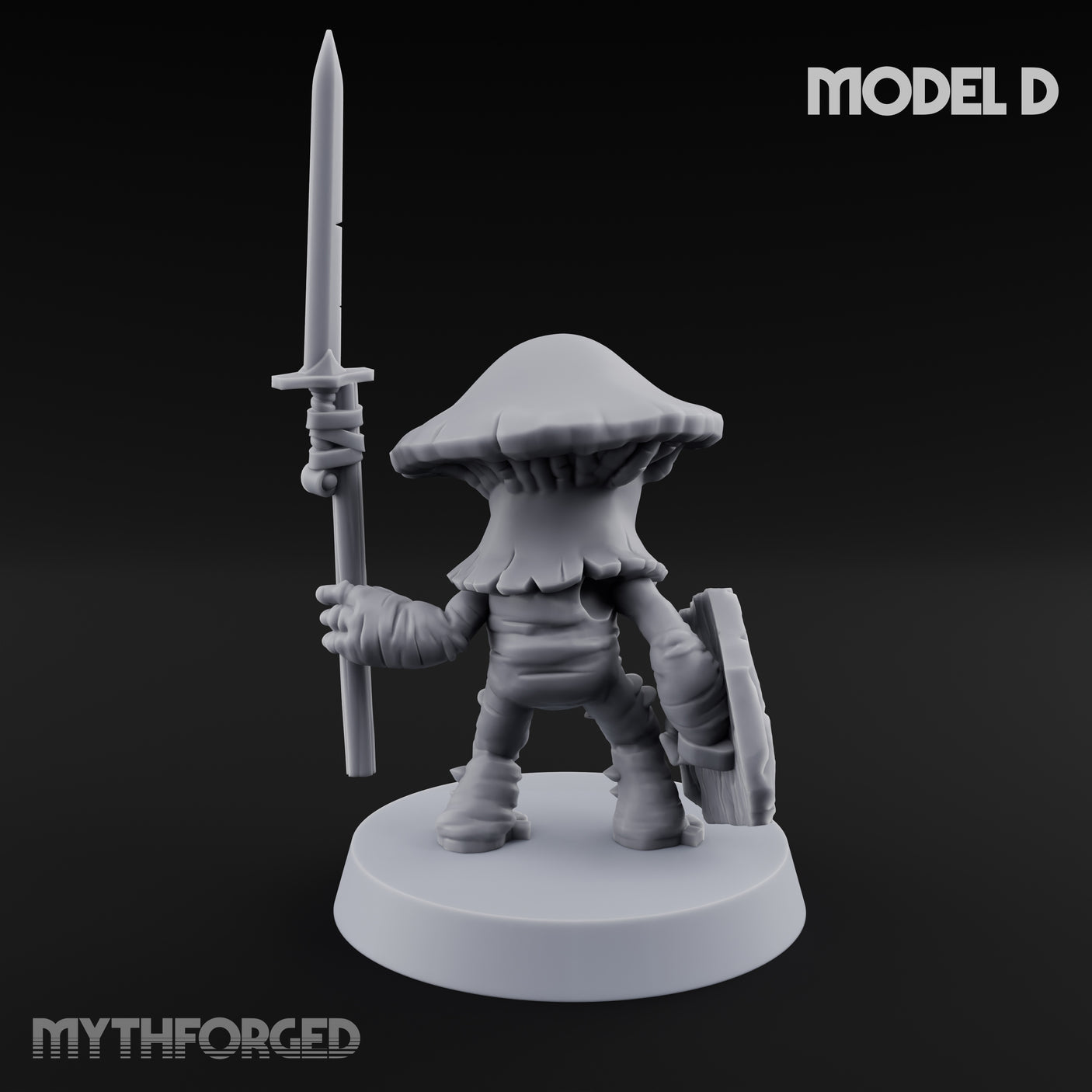Spore Spearing Mushroom Warrior D Miniature for Dungeons and Dragons, Pathfinder or other TTRPGs
