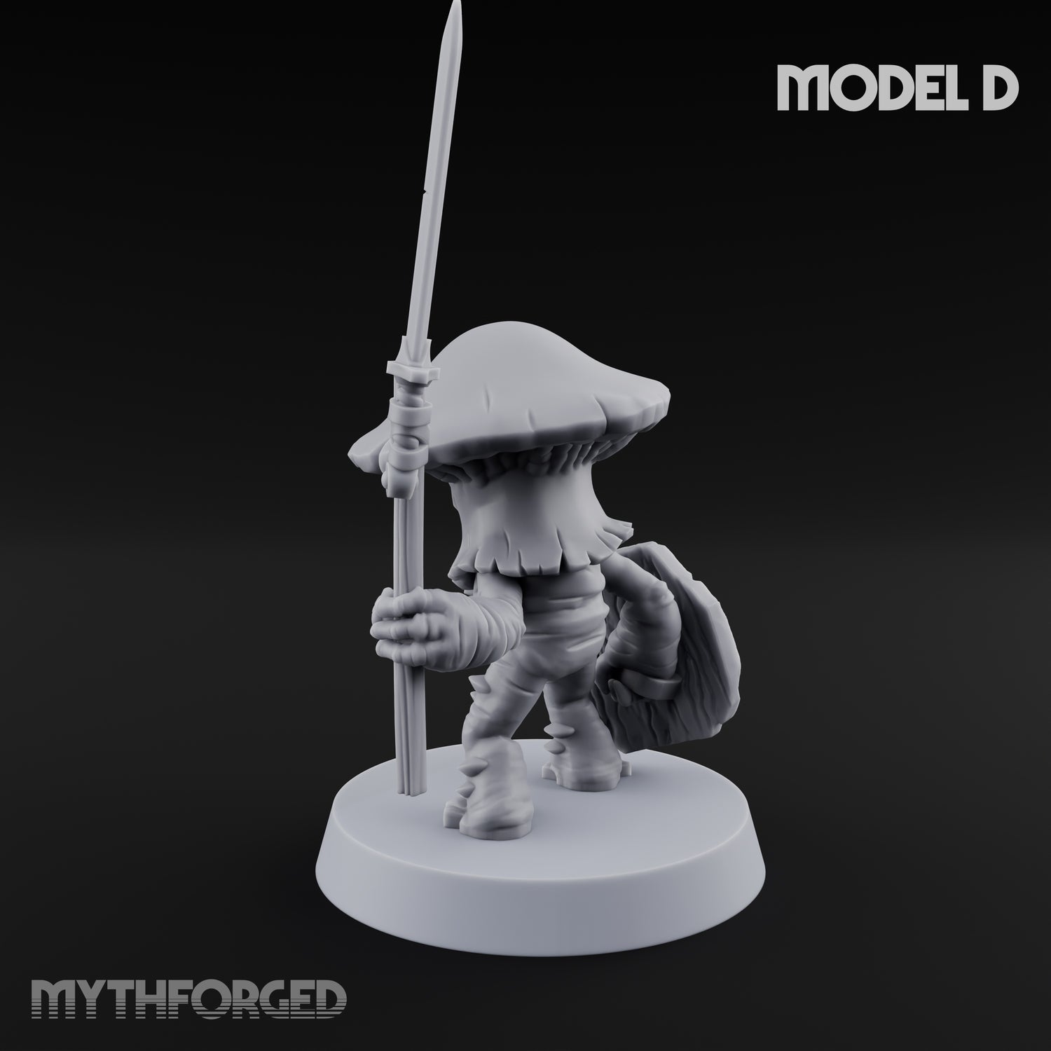 Spore Spearing Mushroom Warrior D Miniature for Dungeons and Dragons, Pathfinder or other TTRPGs