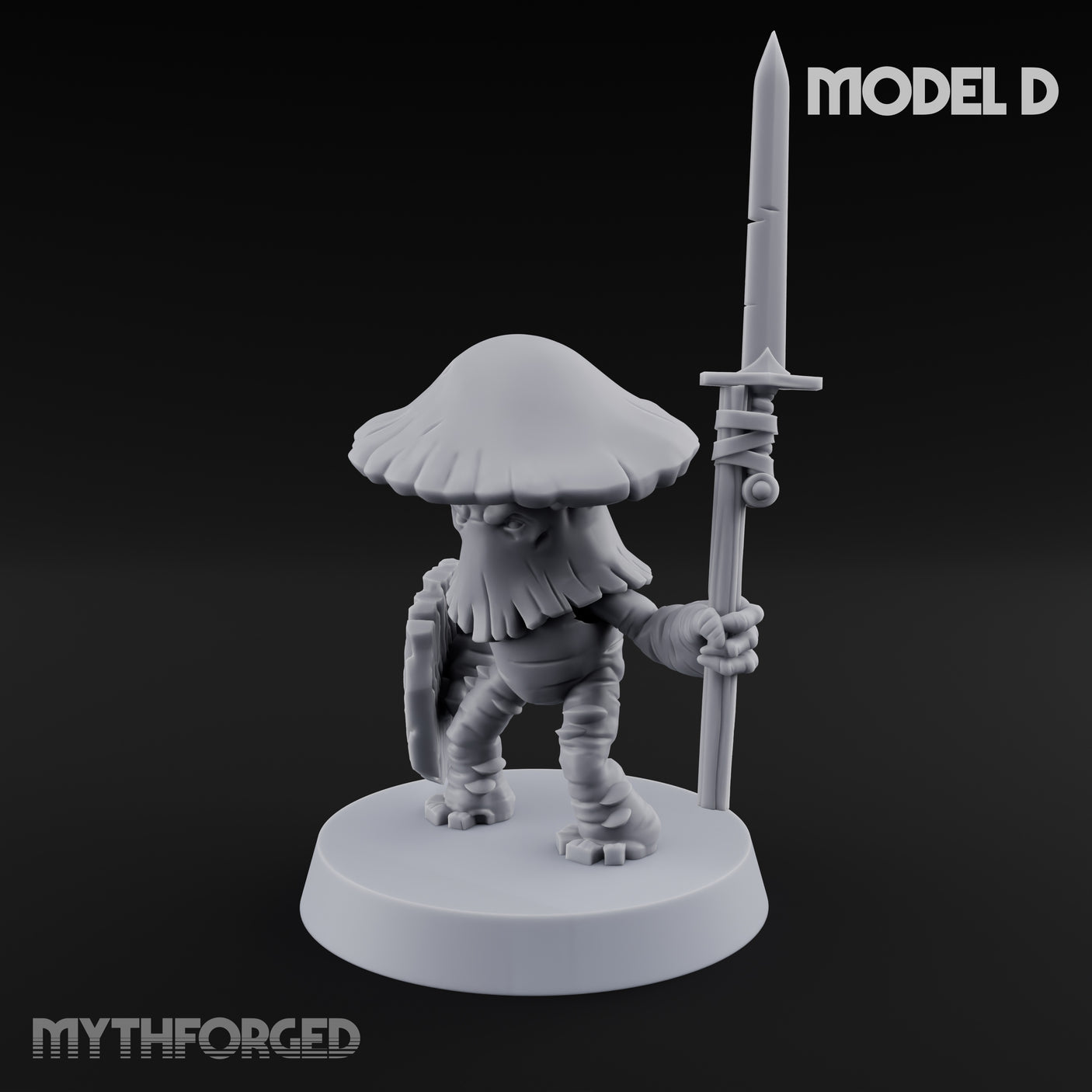 Spore Spearing Mushroom Warrior D Miniature for Dungeons and Dragons, Pathfinder or other TTRPGs