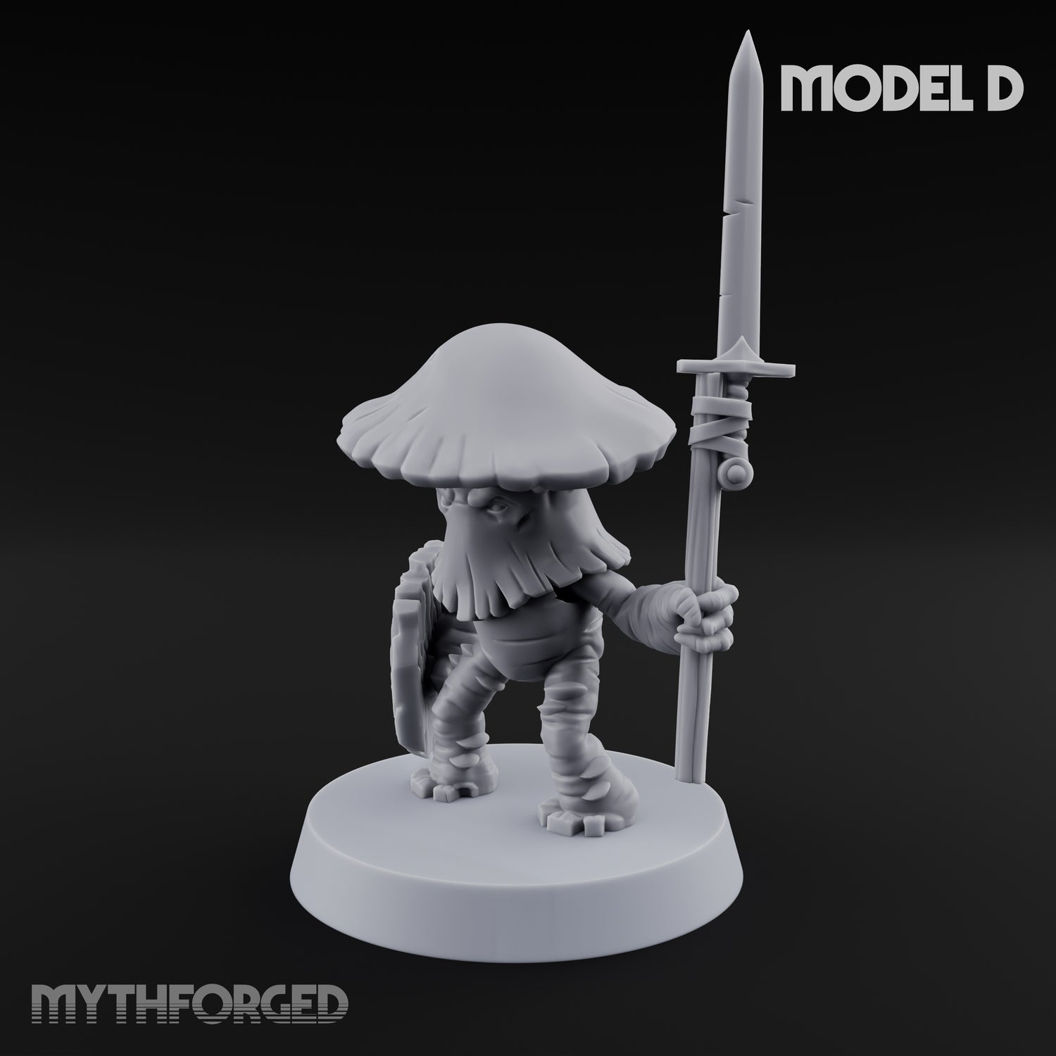 Spore Spearing Mushroom Warrior D Miniature for Dungeons and Dragons, Pathfinder or other TTRPGs