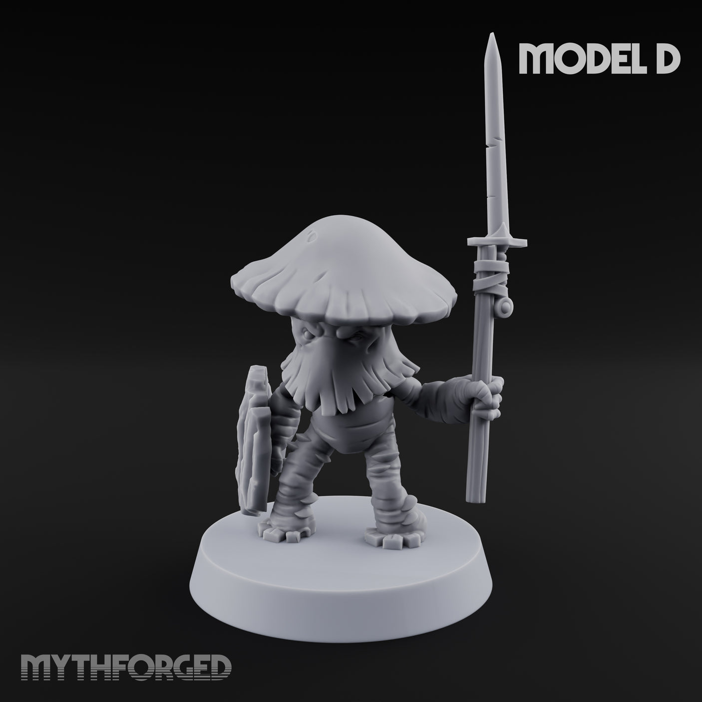 Spore Spearing Mushroom Warrior D Miniature for Dungeons and Dragons, Pathfinder or other TTRPGs