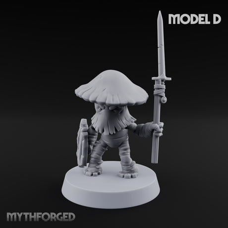 Spore Spearing Mushroom Warrior D Miniature for Dungeons and Dragons, Pathfinder or other TTRPGs