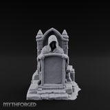 Shroud-Cloaked Arch-Niched Hooded Specter Tombstone Miniature for Dungeons and Dragons, Pathfinder or other TTRPGs