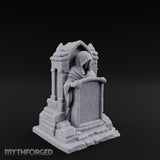 Shroud-Cloaked Arch-Niched Hooded Specter Tombstone Miniature for Dungeons and Dragons, Pathfinder or other TTRPGs