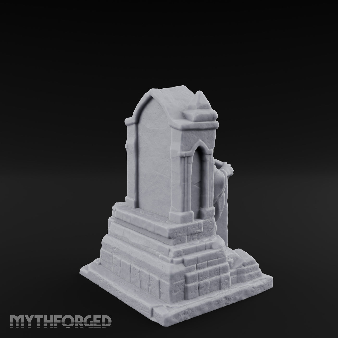 Shroud-Cloaked Arch-Niched Hooded Specter Tombstone Miniature for Dungeons and Dragons, Pathfinder or other TTRPGs