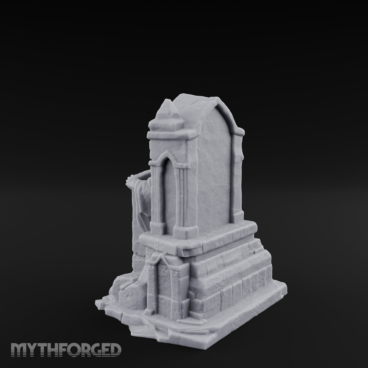 Shroud-Cloaked Arch-Niched Hooded Specter Tombstone Miniature for Dungeons and Dragons, Pathfinder or other TTRPGs