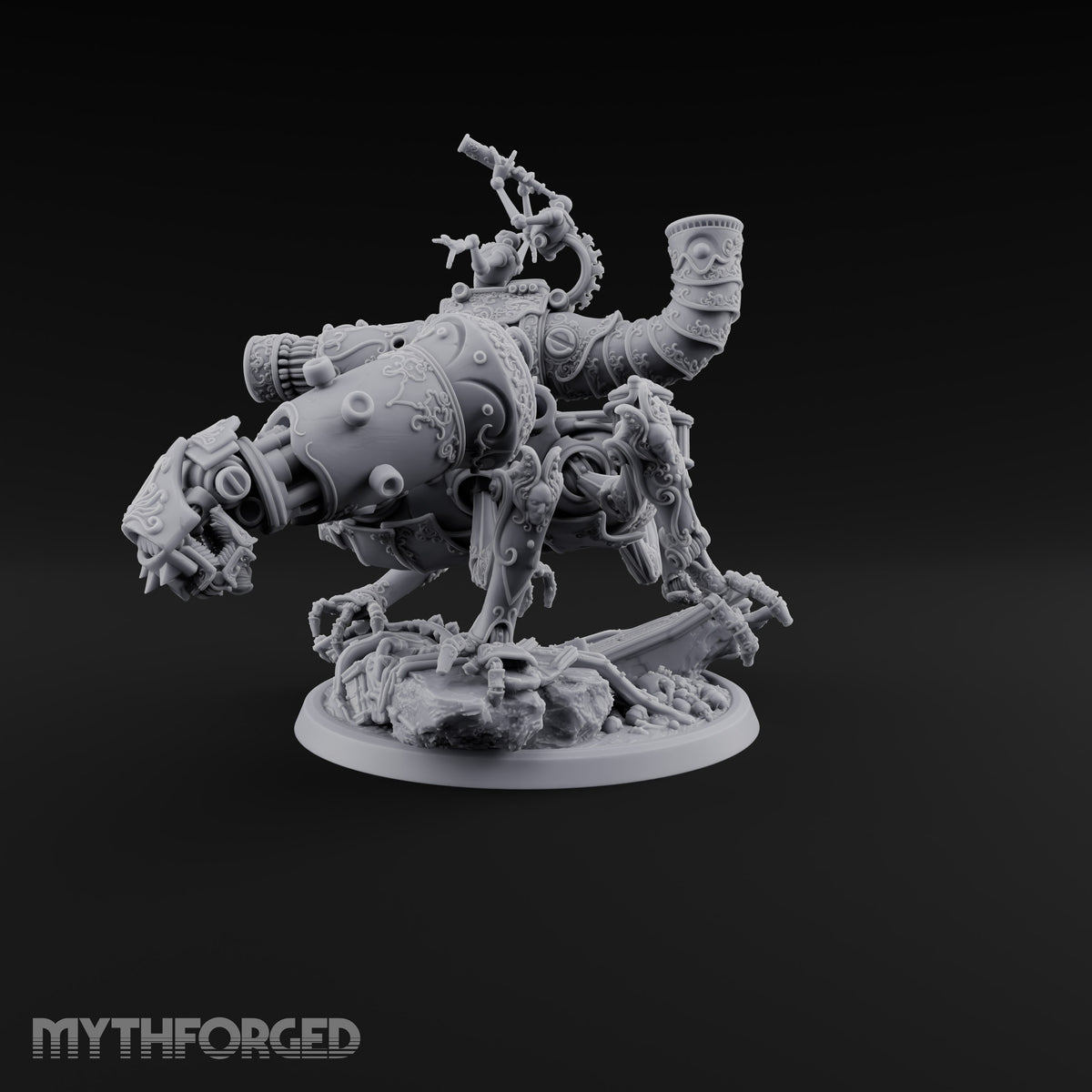 Scrapyard Stomper Warforged Four-Legged Siege Automaton with Cannon, Horn Pipe and Spotter