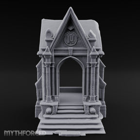 Sigil-Crowned Gothic-Arched Mausoleum Chapel Miniature for Dungeons and Dragons, Pathfinder or other TTRPGs