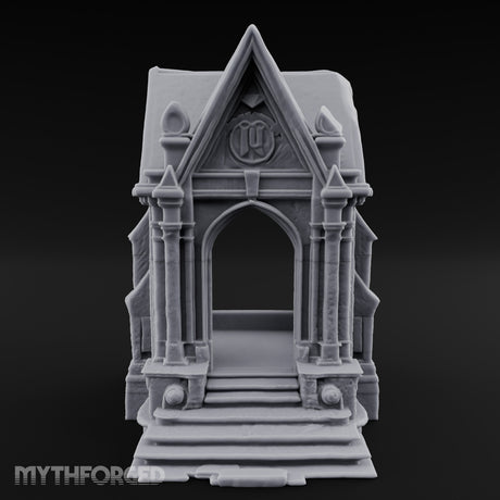 Sigil-Crowned Gothic-Arched Mausoleum Chapel Miniature for Dungeons and Dragons, Pathfinder or other TTRPGs