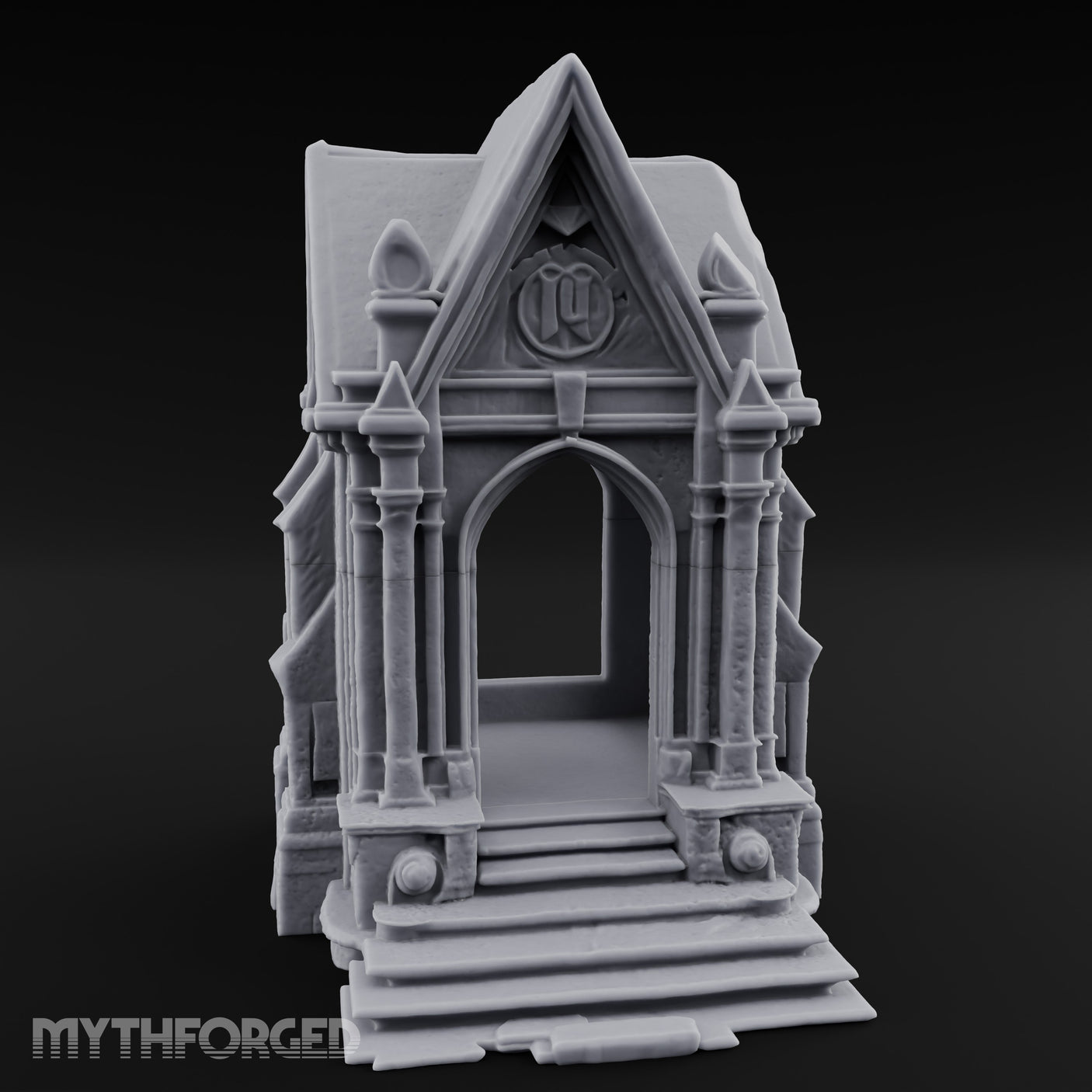 Sigil-Crowned Gothic-Arched Mausoleum Chapel Miniature for Dungeons and Dragons, Pathfinder or other TTRPGs