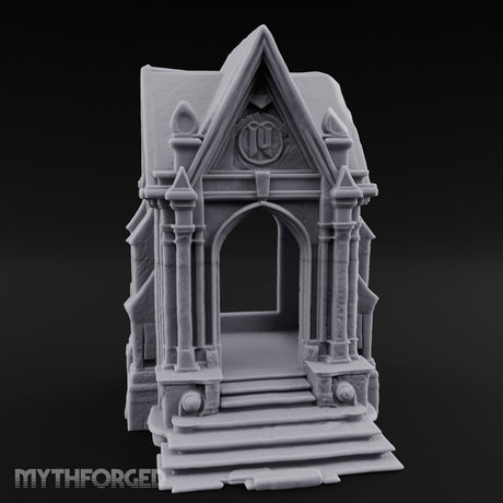 Sigil-Crowned Gothic-Arched Mausoleum Chapel Miniature for Dungeons and Dragons, Pathfinder or other TTRPGs