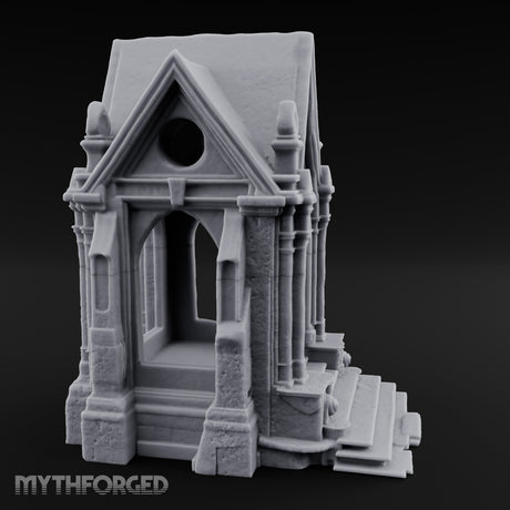 Sigil-Crowned Gothic-Arched Mausoleum Chapel Miniature for Dungeons and Dragons, Pathfinder or other TTRPGs