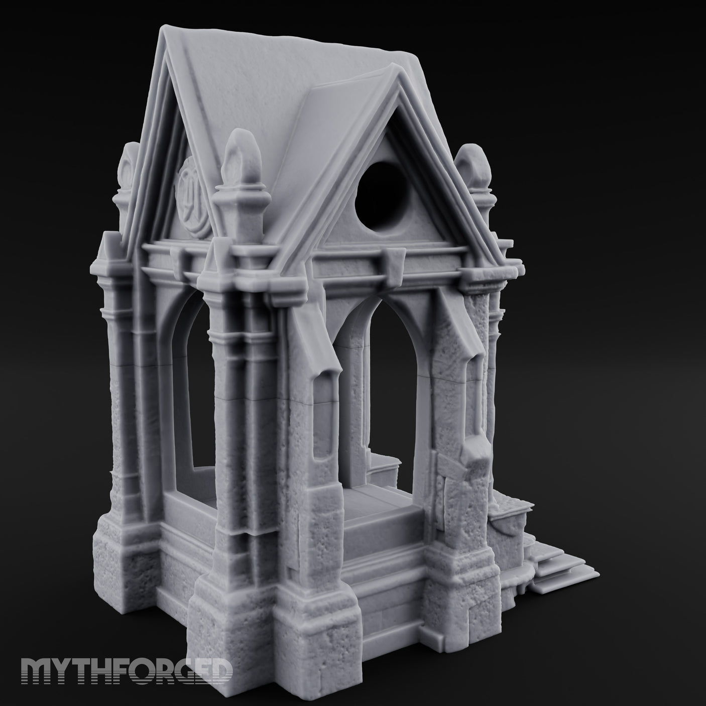 Sigil-Crowned Gothic-Arched Mausoleum Chapel Miniature for Dungeons and Dragons, Pathfinder or other TTRPGs