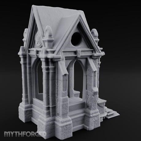 Sigil-Crowned Gothic-Arched Mausoleum Chapel Miniature for Dungeons and Dragons, Pathfinder or other TTRPGs