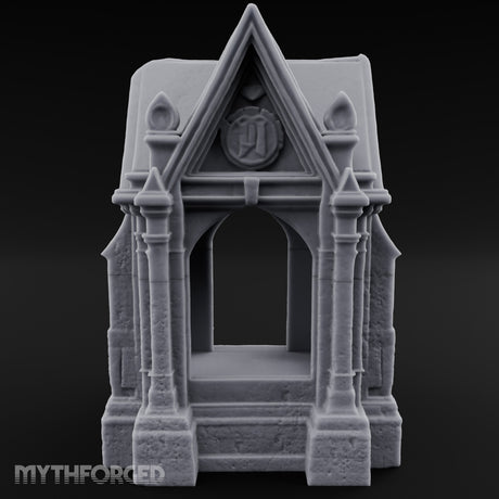 Sigil-Crowned Gothic-Arched Mausoleum Chapel Miniature for Dungeons and Dragons, Pathfinder or other TTRPGs