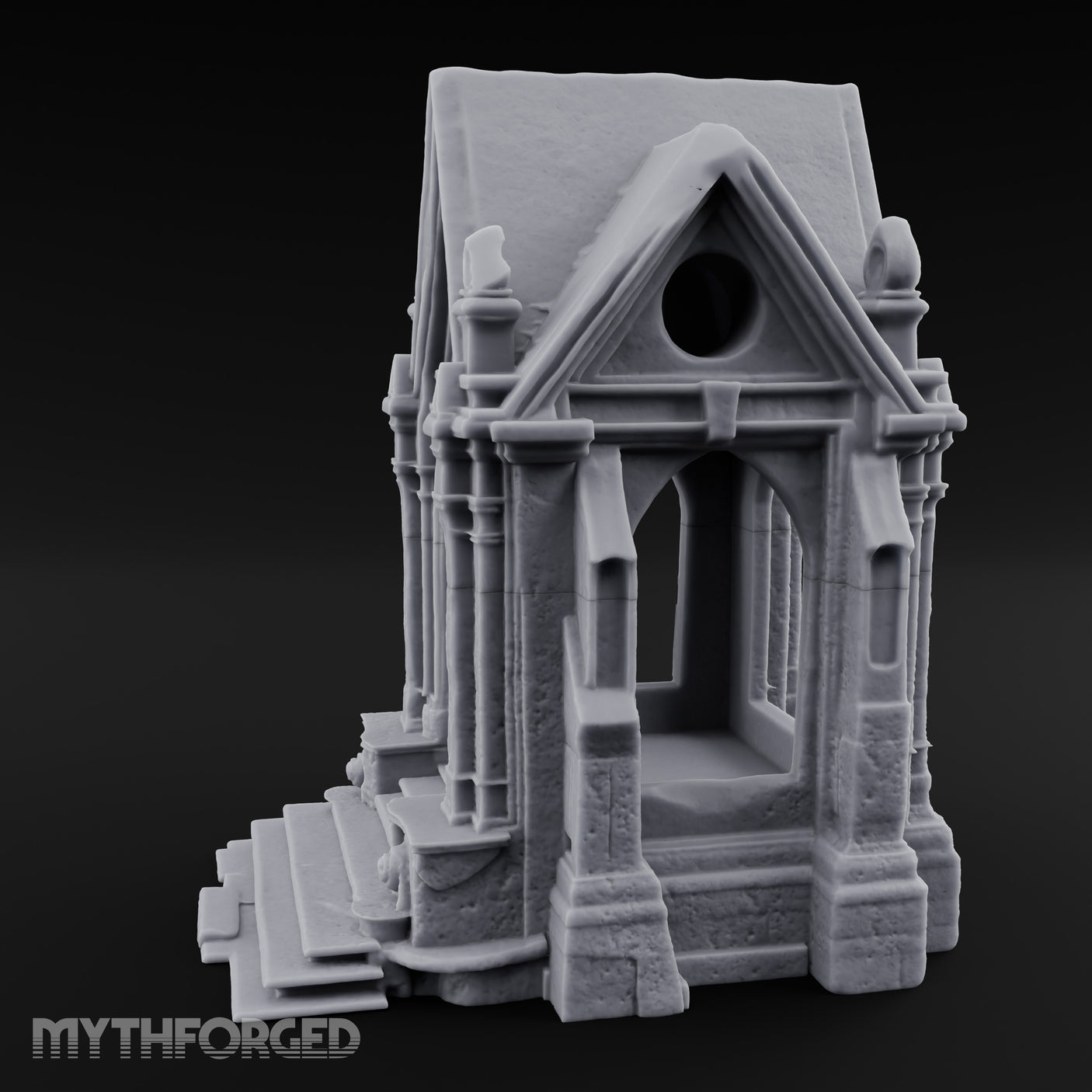 Sigil-Crowned Gothic-Arched Mausoleum Chapel Miniature for Dungeons and Dragons, Pathfinder or other TTRPGs