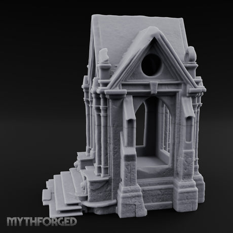 Sigil-Crowned Gothic-Arched Mausoleum Chapel Miniature for Dungeons and Dragons, Pathfinder or other TTRPGs