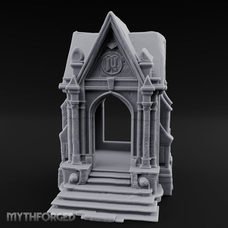 Sigil-Crowned Gothic-Arched Mausoleum Chapel Miniature for Dungeons and Dragons, Pathfinder or other TTRPGs