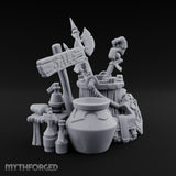 Sign-Posted Weapon-Stuffed Adventurer's Market Clutter Scene Miniature for Dungeons and Dragons, Pathfinder or other TTRPGs