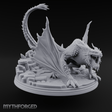 Jaws Wide Roaring White Dragon Miniature for Dungeons and Dragons, Pathfinder or other TTRPGs