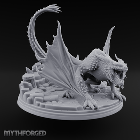 Jaws Wide Roaring White Dragon Miniature for Dungeons and Dragons, Pathfinder or other TTRPGs